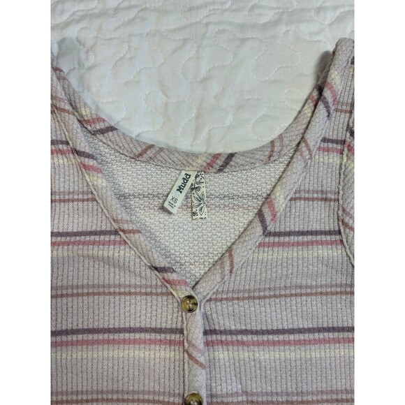 MUDD Button Up Front Tie Stripped Tank Top size XS - Picture 3 of 5